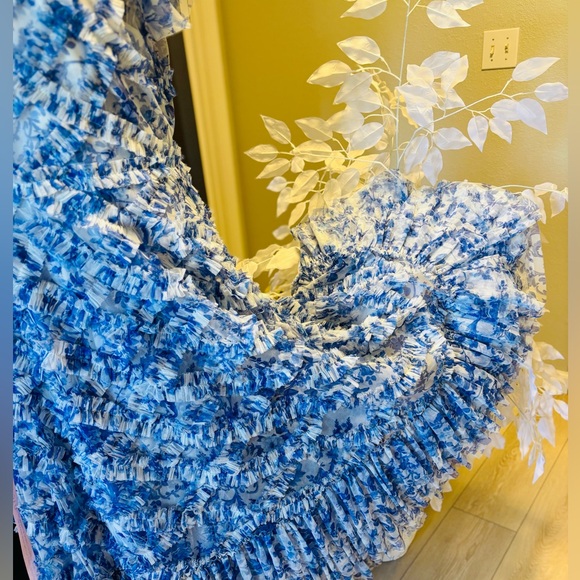 Mac Duggal Blue and White Midi Dress - Picture 15 of 16